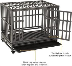 img 3 attached to LUCKUP Empire Heavy Duty Dog Cage Metal Kennel and Crate with Wheels for Medium and Large Dogs, Easy Installation, Black