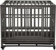 luckup empire heavy duty dog cage metal kennel and crate with wheels for medium and large dogs, easy installation, black логотип