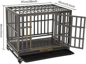 img 2 attached to LUCKUP Empire Heavy Duty Dog Cage Metal Kennel and Crate with Wheels for Medium and Large Dogs, Easy Installation, Black