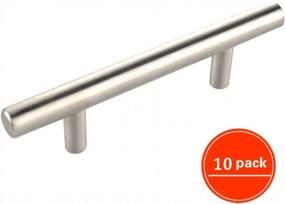 img 4 attached to Pack Of 10 Ufauect Hardware Stainless Steel Modern Brushed Nickel Kitchen Bar Pulls With 3 Inch Hole Centers For Dresser Drawers And Cabinets