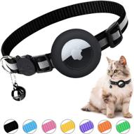 🐱 smpili airtag cat collar with reflective breakaway design, 0.4 inches wide (black) and built-in holder logo