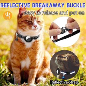 img 2 attached to 🐱 Smpili Airtag Cat Collar with Reflective Breakaway Design, 0.4 Inches Wide (Black) and Built-in Holder