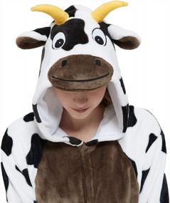 img 4 attached to CALANTA Cow Onesie Adults Unisex Animal Costume Pajamas Plush Cosplay Jumpsuit For Halloween And Christmas