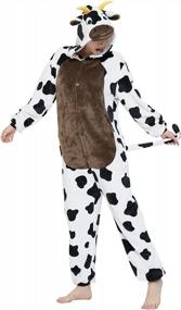 img 3 attached to CALANTA Cow Onesie Adults Unisex Animal Costume Pajamas Plush Cosplay Jumpsuit For Halloween And Christmas