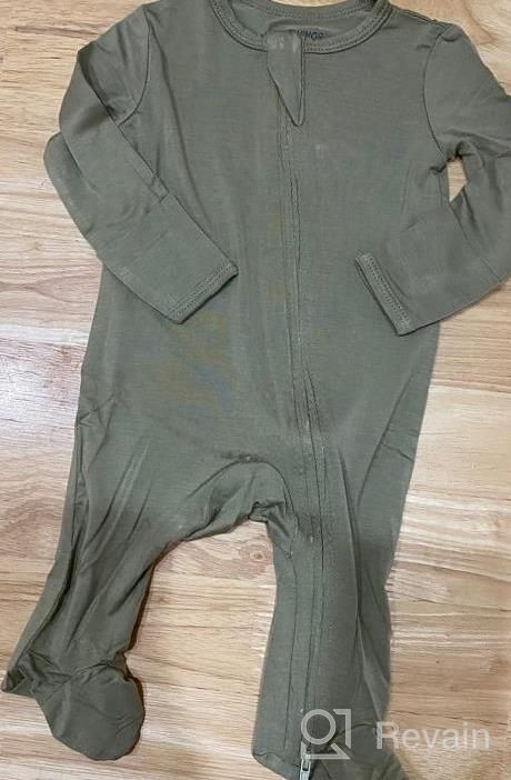 img 1 attached to Soft Bamboo Viscose One-Piece Romper With Mittens For Newborn Infants - TWINOR Baby Footed Pajamas review by Tyler Turner