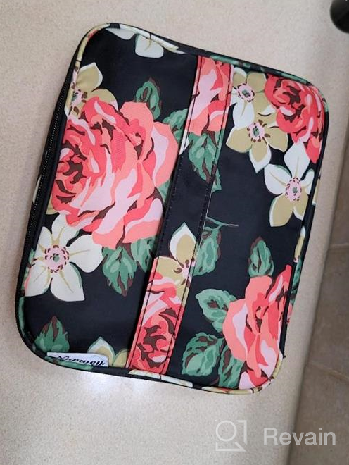 img 1 attached to Narwey Travel Makeup Bag: Large Cosmetic Case Organizer For Women & Girls (Black Flower) review by Bilal Cartwright
