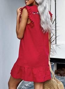 img 2 attached to 2023 Women'S Summer Floral Embroidered Ruffle Sleeveless Shift Dress - KIRUNDO Boho Mini Dress