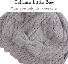 img 1 attached to Cute Bow Beanie With Cotton Lining For Infant Toddler Girls - PESAAT Knit Baby Girl Beret Hat Ideal For Autumn