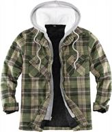 warm and stylish: men's plaid flannel jacket with sherpa fleece lining and hood logo