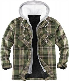 img 4 attached to Warm And Stylish: Men'S Plaid Flannel Jacket With Sherpa Fleece Lining And Hood