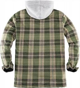 img 3 attached to Warm And Stylish: Men'S Plaid Flannel Jacket With Sherpa Fleece Lining And Hood