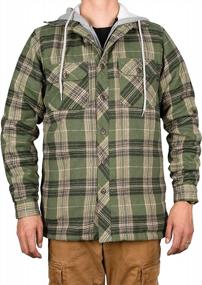 img 1 attached to Теплая и стильная: мужская фланелевая куртка в клетку с подкладкой и капюшоном из шерпа-флиса