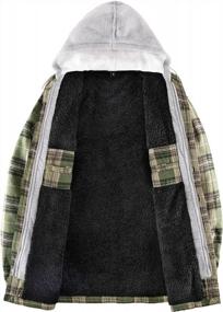 img 2 attached to Теплая и стильная: мужская фланелевая куртка в клетку с подкладкой и капюшоном из шерпа-флиса