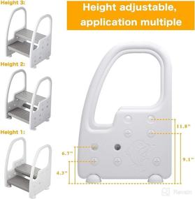 img 2 attached to 🪜 Gray Height Adjustable Two Step Stool with Handrails for Toddler and Kids: Ideal for Reaching Bathroom Sink, Toilet, and Potty Training