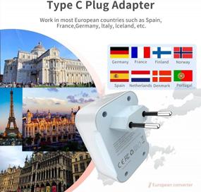 img 3 attached to SoulBay 2-Pack Универсальные европейские дорожные адаптеры с розетками переменного тока и USB-портами для Америки, США, Европы, Италии, Германии, Франции, Испании, Финляндии, Польши - тип C