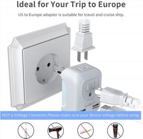 img 2 attached to SoulBay 2-Pack Universal European Travel Adapters With AC Outlets & USB Ports For American US To Europe Italy Germany France Spain Finland Poland - Type C