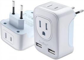 img 4 attached to SoulBay 2-Pack Universal European Travel Adapters With AC Outlets & USB Ports For American US To Europe Italy Germany France Spain Finland Poland - Type C