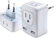 soulbay 2-pack universal european travel adapters with ac outlets & usb ports for american us to europe italy germany france spain finland poland - type c logo