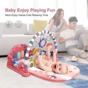 img 1 attached to 🎶 Infant Baby Play Mat Gym - Interactive Piano Tummy Time Activity Mat with 5 Sensory Learning Toys, Music, Lights - Perfect Gifts for Newborn Babies 0-12 Months (Pink)