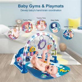 img 3 attached to 🎶 Infant Baby Play Mat Gym - Interactive Piano Tummy Time Activity Mat with 5 Sensory Learning Toys, Music, Lights - Perfect Gifts for Newborn Babies 0-12 Months (Pink)