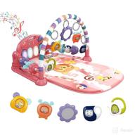 🎶 infant baby play mat gym - interactive piano tummy time activity mat with 5 sensory learning toys, music, lights - perfect gifts for newborn babies 0-12 months (pink) logo