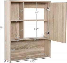 img 2 attached to Kleankin Wall-Mounted Wooden Bathroom Medicine Cabinet, Storage Cabinet With Mirror Glass Door Adjustable Open Shelf Oak Grain