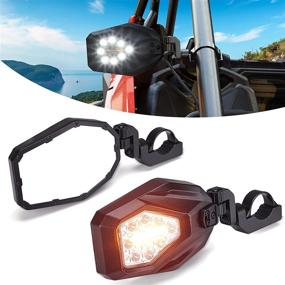 img 1 attached to 🔍 Enhanced Visibility UTV Side Mirrors with Light, Street Legal Kit Premium Aluminum Lighted UTV Integrated Rally Mirror for 1.6"-2" Roll Bar | Compatible with Polaris RZR 1000 Turbo XP PRO R & Can Am X3