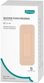 img 4 attached to Dimora Foam Wound Dressing 2"X5" Waterproof Silicone Bandages With Adhesive Border, Super Absorbent Breathable Wound Care Products For Sensitive Skin Pack Of 5