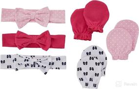 img 3 attached to 👶 Hudson Baby Infant Girl Cotton Headband and Scratch Mitten Set - Comfortable & Stylish Baby Accessories