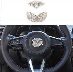 img 4 attached to TopDall Steering Wheel Bling Crystal Shiny Accessory Interior Sticker Decal Compatible For Mazda
