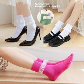 img 2 attached to Women Cotton Lace Turn-Cuff Ankle Socks, Cute Ruffle Frilly Comfortable Princess Girl Socks