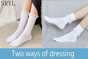 img 3 attached to Women Cotton Lace Turn-Cuff Ankle Socks, Cute Ruffle Frilly Comfortable Princess Girl Socks
