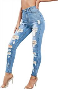 img 3 attached to Women'S Mid Rise Skinny Ripped Denim Jeans: Tulucky Destroyed Boyfriend Style