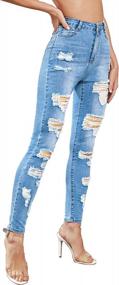 img 1 attached to Women'S Mid Rise Skinny Ripped Denim Jeans: Tulucky Destroyed Boyfriend Style