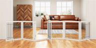 🐾 pawland 144-inch extra wide 30" tall dog gate with door - freestanding wire pet gate for house, doorway, stairs - puppy safety fence, support feet included логотип