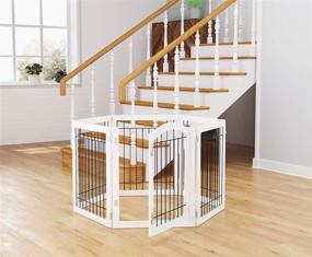 img 3 attached to 🐾 PAWLAND 144-inch Extra Wide 30" Tall Dog Gate with Door - Freestanding Wire Pet Gate for House, Doorway, Stairs - Puppy Safety Fence, Support Feet Included