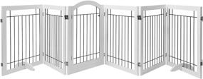 img 1 attached to 🐾 PAWLAND 144-inch Extra Wide 30" Tall Dog Gate with Door - Freestanding Wire Pet Gate for House, Doorway, Stairs - Puppy Safety Fence, Support Feet Included