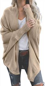 img 4 attached to Women'S Batwing Sleeve Cardigan Sweater: CHERFLY Knit Wrap Shawl Outwear