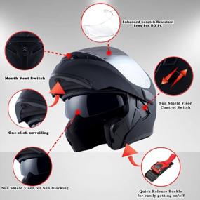 img 1 attached to 1Storm Мотоциклетный модульный полнолицевой шлем с откидным двойным козырьком и внутренним солнцезащитным козырьком: HB89