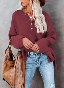img 2 attached to Women'S Button Neck Long Sleeve Chunky Oversized Fall Tunic Sweater