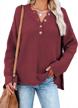 women's button neck long sleeve chunky oversized fall tunic sweater logo
