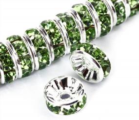 img 4 attached to BRCbeads 8Mm Silver Plated Crystal Rondelle Spacer Beads 100Pcs Per Bag For Jewelery Making(#214 Peridot)