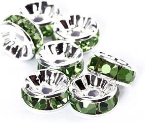 img 2 attached to BRCbeads 8Mm Silver Plated Crystal Rondelle Spacer Beads 100Pcs Per Bag For Jewelery Making(#214 Peridot)