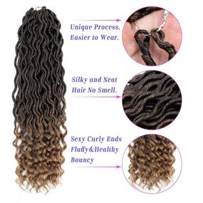 img 3 attached to Synthetic Crochet Faux Locs With Deep Wave And Curly Ends - 18" Braiding Hair Extensions In T1B-27 Color - 3 Bundles For Goddess-Like Locs