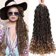 synthetic crochet faux locs with deep wave and curly ends - 18" braiding hair extensions in t1b-27 color - 3 bundles for goddess-like locs logo