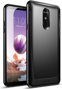 img 4 attached to Carbon Fiber Texture Case For LG Stylo 4/4 Plus - Slim Fit Shock Absorbing Soft TPU Cover From Poetic Karbon Shield Series In Black