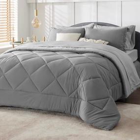 img 3 attached to BEDSURE Grey Twin XL Comforter Set - 6 Piece Reversible Bedding Sets With Sheets, Pillowcases & Shams For College Dorms Bed In A Bag