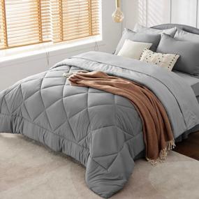 img 4 attached to BEDSURE Grey Twin XL Comforter Set - 6 Piece Reversible Bedding Sets With Sheets, Pillowcases & Shams For College Dorms Bed In A Bag