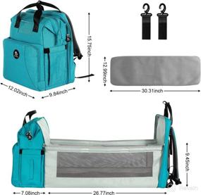 img 1 attached to 🎒 LOVOMAMMA Diaper Bag with Changing Station: Aqua Blue Baby Backpack Diaper Bag with Bassinet. Large, Insulated Pockets for Women - Perfect for Boys and Girls!