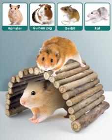 img 3 attached to Coconut Hideout Hamster House Bed Natural Wooden Ladder Bridges KATUMO Small Animal Climbing Toys